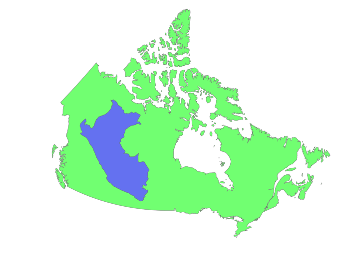 how big is peru and how does it compare with other countries size of canada